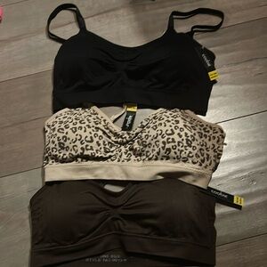 NWT Coobie sports bras bundle of 3 black brown leopard